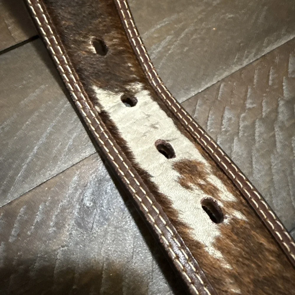 3D Belt Co Western Belt Brass Conchos Tooled Buckle Size 34 Brown 8634
